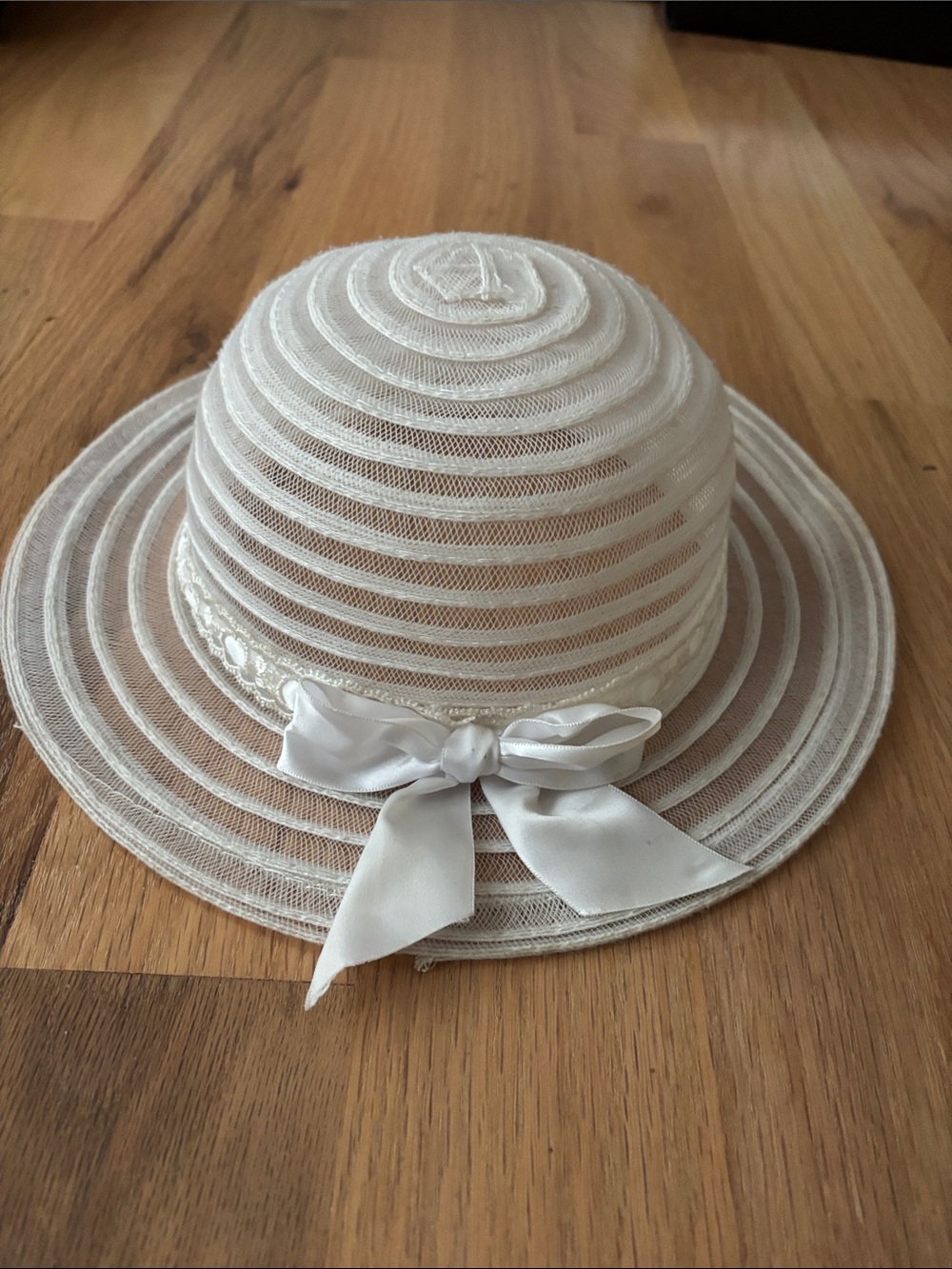 White Ribbon Sun Hat for Girls - Lightweight Breathable Design